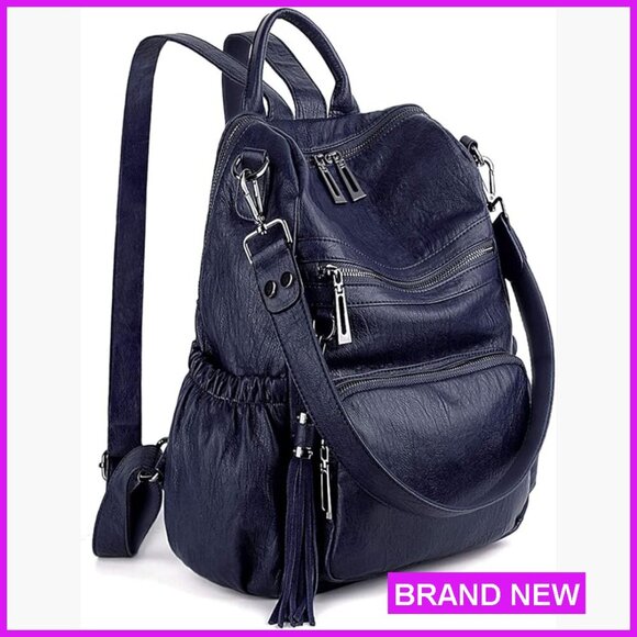 Vegan Leather Convertible Backpack Purse Fashion Designer Rucksack with Tassel main image 5